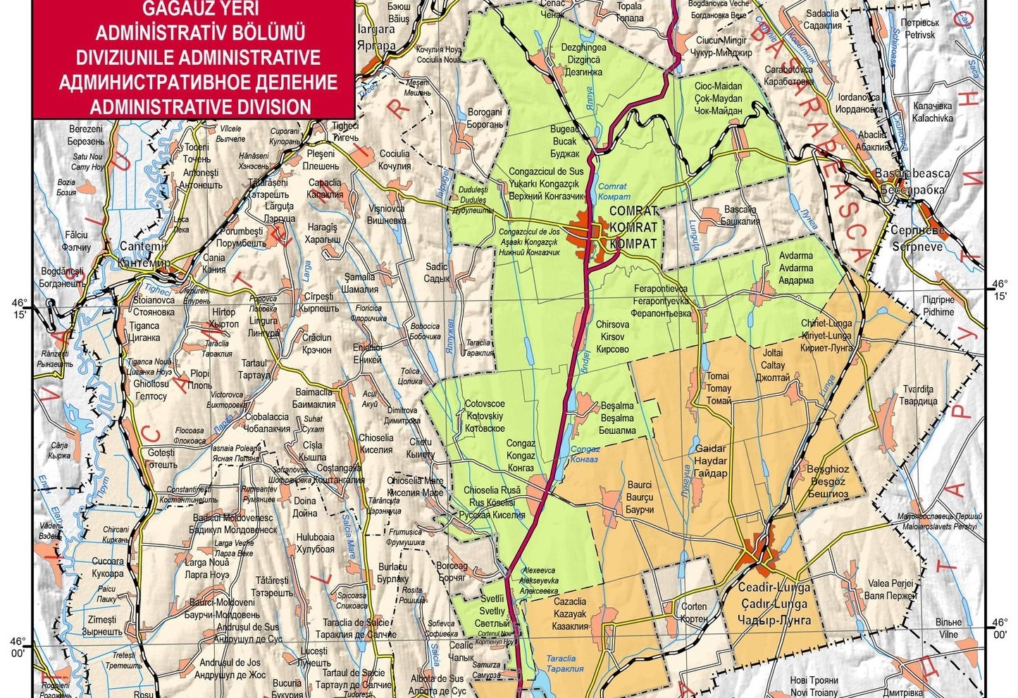 Карта гагаузии в молдове на русском языке с городами подробная